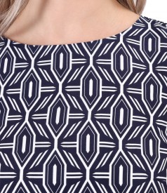 Elegant viscose dress printed with geometric motifs