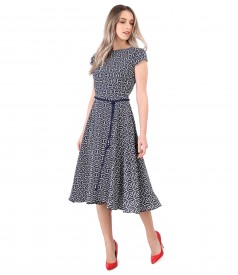 Elegant viscose dress printed with geometric motifs