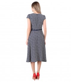 Elegant viscose dress printed with geometric motifs