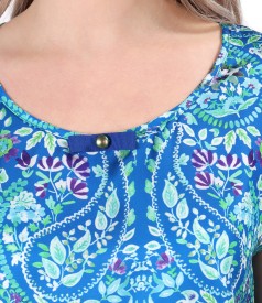 Casual blouse with bow on the decolletage
