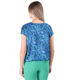 Casual blouse with bow on the decolletage