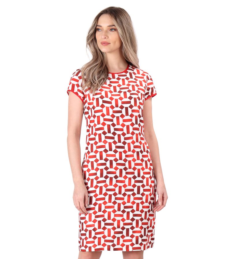 Elegant viscose dress with linen red - YOKKO