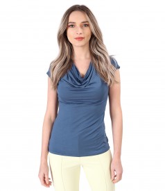 Elastic jersey t-shirt with folds