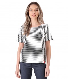 Striped thik elastic jersey blouse