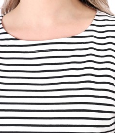 Striped thik elastic jersey blouse