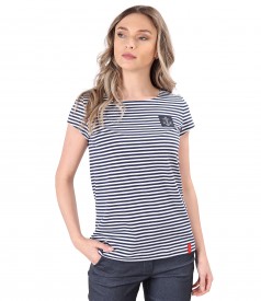 Striped elastic jersey blouse