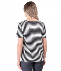 Striped thik elastic jersey blouse