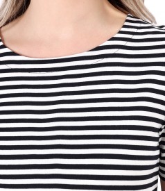 Striped thik elastic jersey blouse