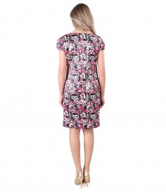 Elegant dress with cotton printed with floral motifs