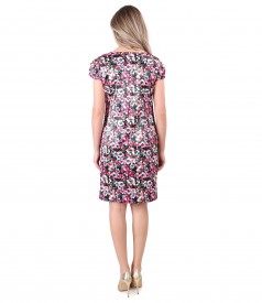 Elegant dress with cotton printed with floral motifs