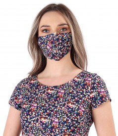 Reusable cotton mask with floral motifs
