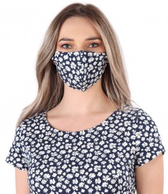 Reusable cotton mask with floral motifs