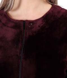 Sweatshirt without hood made of velvet