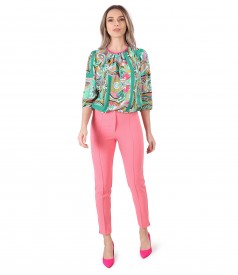 Casual viscose blouse with ankle pants
