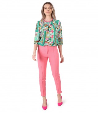 Casual viscose blouse with ankle pants