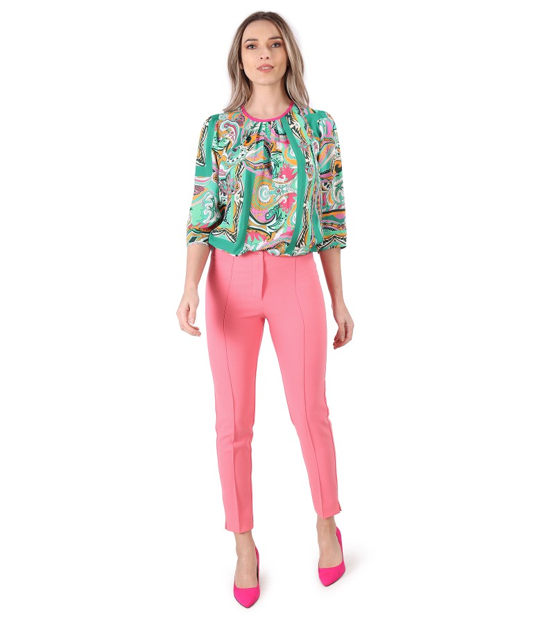 Casual viscose blouse with ankle pants