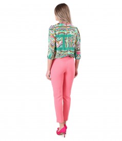 Casual viscose blouse with ankle pants