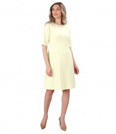 Flared office dress with decorative stitching