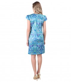 Elegant dress with cotton printed with floral motifs