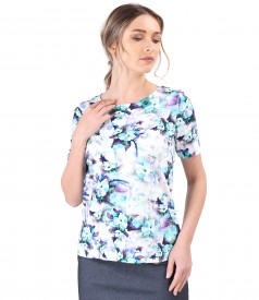 Blouse made of printed elastic cotton