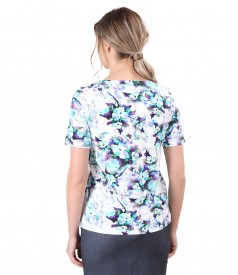 Blouse made of printed elastic cotton