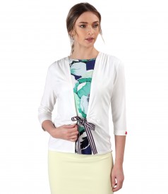 Jersey blouse tied with rips cord