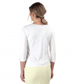 Jersey blouse tied with rips cord