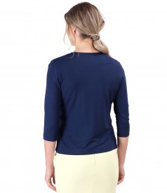 Jersey blouse tied with rips cord