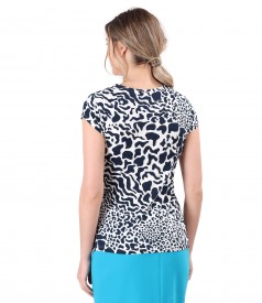 Blouse with folds made of viscose elastic jersey