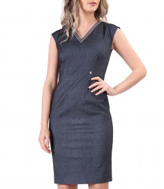 Elastic denim office dress