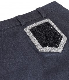 Elastic denim office skirt