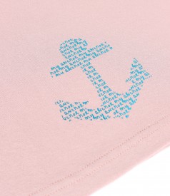 Elastic jersey blouse with decorative anchor