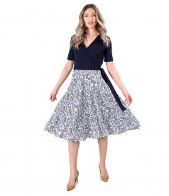 Dress with viscose skirt printed with paisley motifs