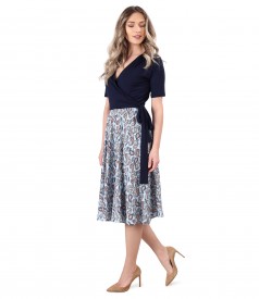 Dress with viscose skirt printed with paisley motifs