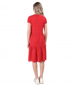 Casual viscose dress with ruffles printed with dots