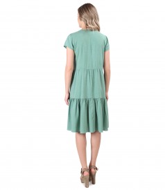 Casual viscose dress with ruffles printed with dots