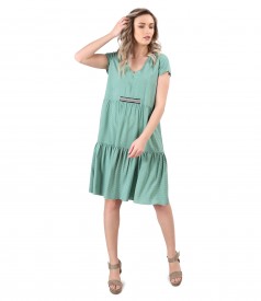 Casual viscose dress with ruffles printed with dots