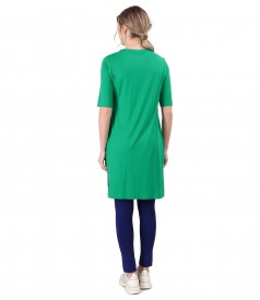Casual outfit with elastic jersey dress and leggings