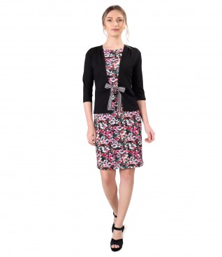 Elastic jersey dress with blouse with cord
