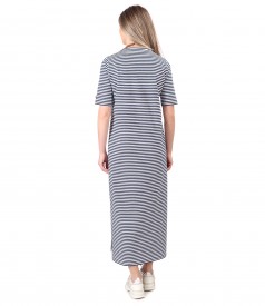 Long dress in elastic striped jersey