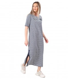 Long dress in elastic striped jersey