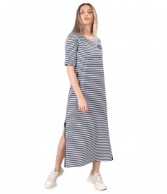 Long dress in elastic striped jersey