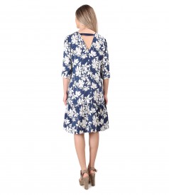 Dress with tencel ruffle printed with floral motifs