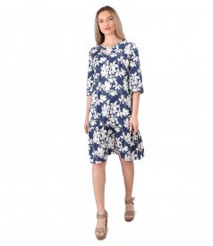 Dress with tencel ruffle printed with floral motifs