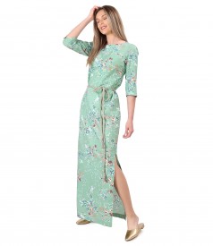 Long cotton dress with viscose