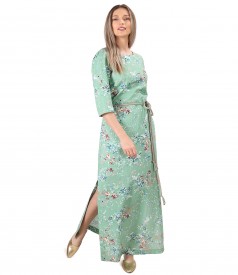 Long cotton dress with viscose