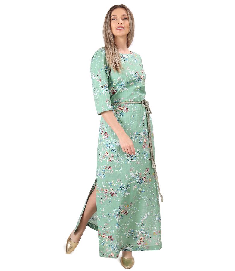 Long cotton dress with viscose green - YOKKO