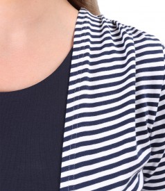 Striped jersey blouse tied with rips cord