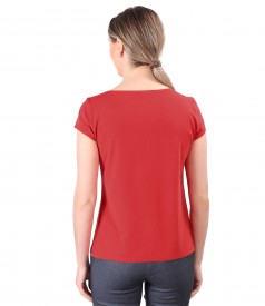Elastic jersey blouse with band at the neckline