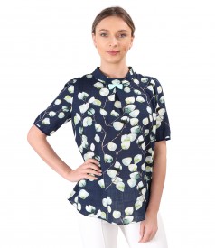 Casual cotton blouse with viscose printed with floral motifs